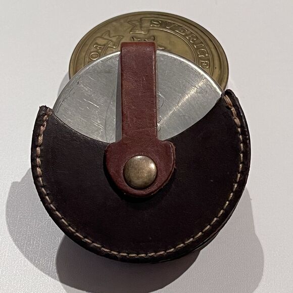 Vintage Sweden Nils Hörk Brass Pewter Snus Dosa Snuff Can Leather Carrying Case - Picture 12 of 16